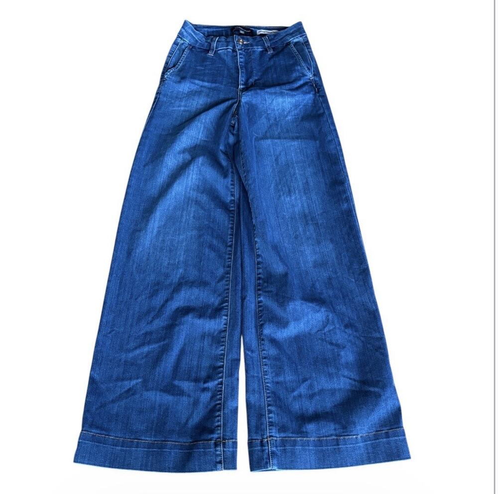 BCBGeneration High Rise Wide Leg Trouser Denim Blue Jeans 5/27 90s Style